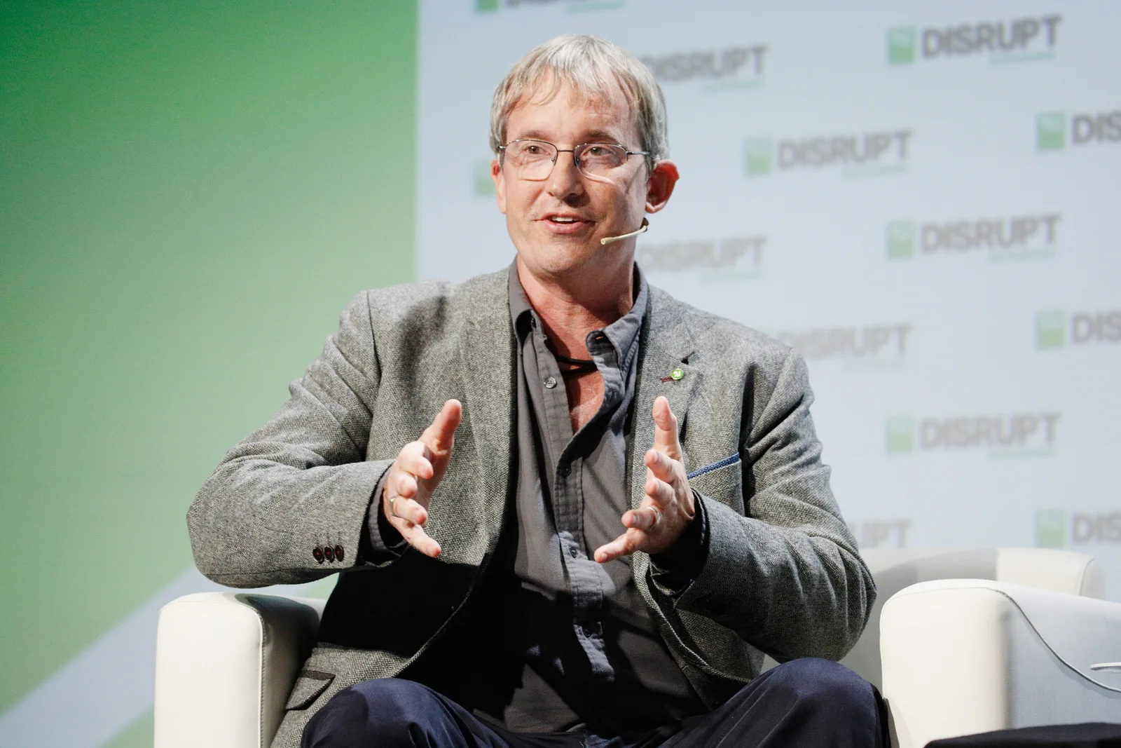 Colin Angle, iRobot co-founder, speaking on stage at TechCrunch Disrupt 2018