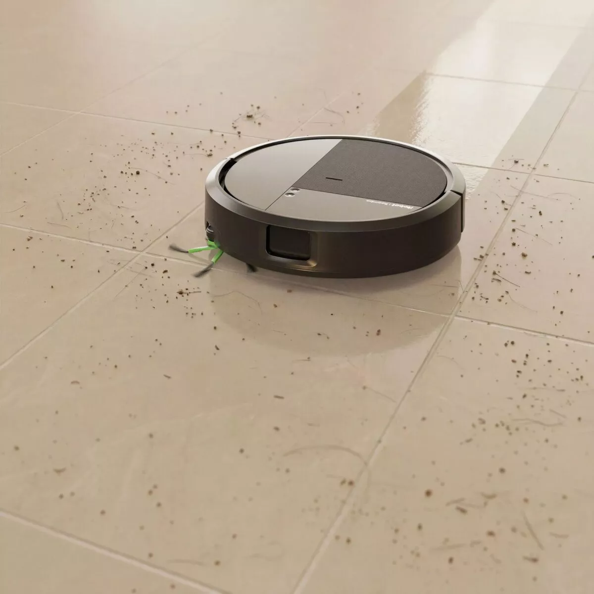 Roomba® 115 Combo robot ดูดฝุ่นและเส้นผมบนพื้นกระเบื้อง มุมมองด้านบน