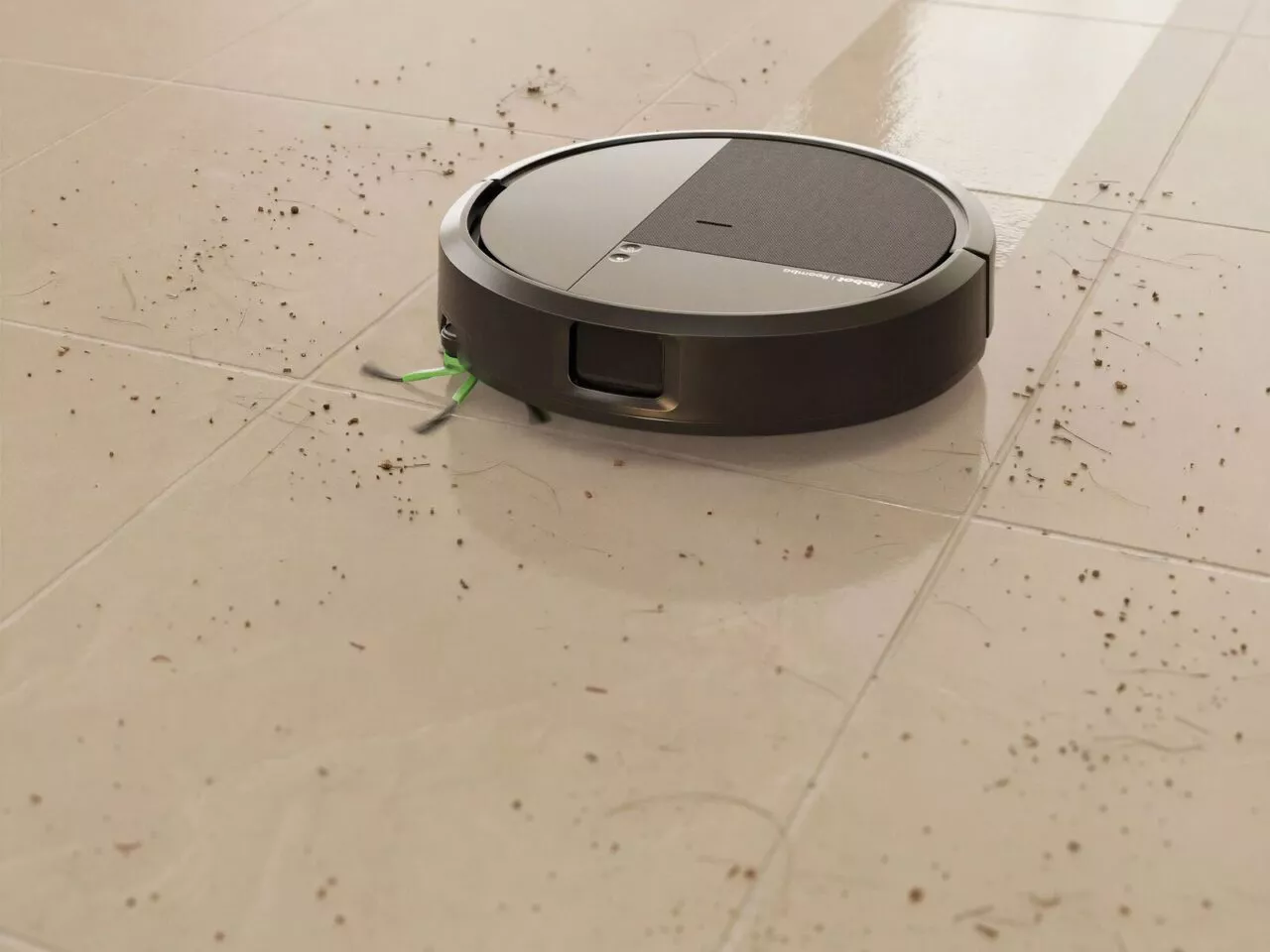 Roomba® 115 Combo robot ดูดฝุ่นและเส้นผมบนพื้นกระเบื้อง มุมมองด้านบน