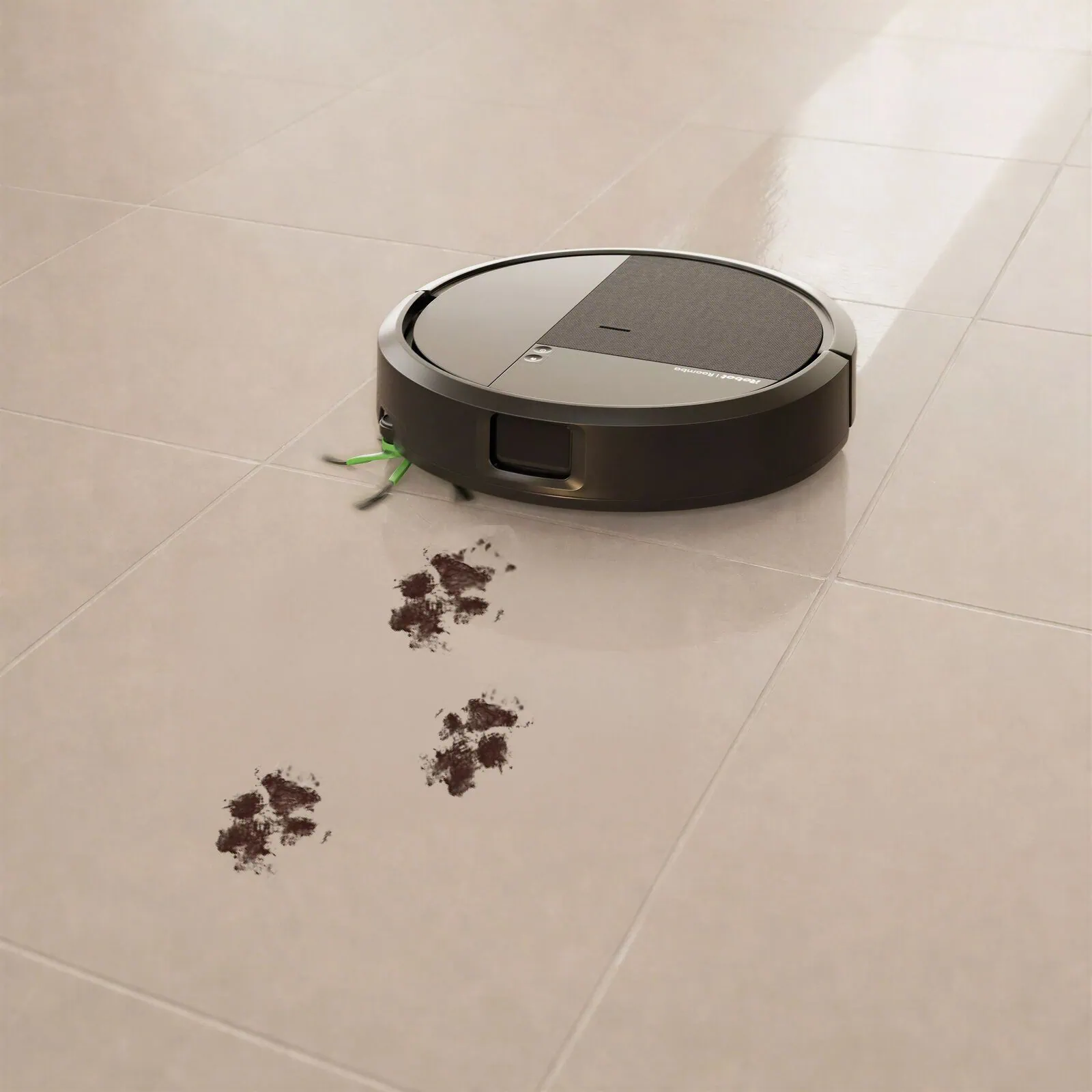 Roomba&reg; 115 Combo robot spot cleaning under furniture in a living room