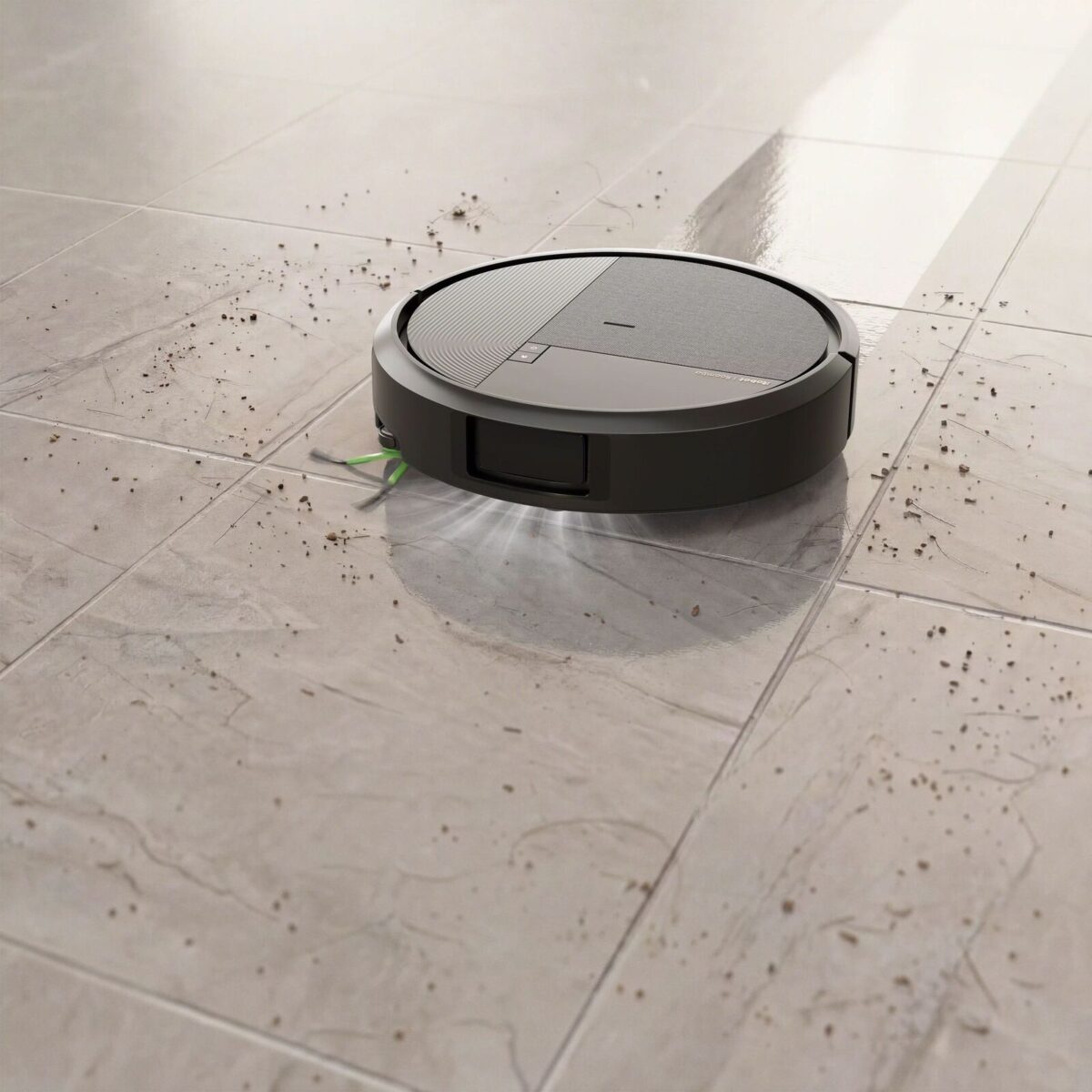 Roomba® Plus 575 Combo robot ดูดฝุ่นและเส้นผมบนพื้นกระเบื้อง มุมมองด้านบน
