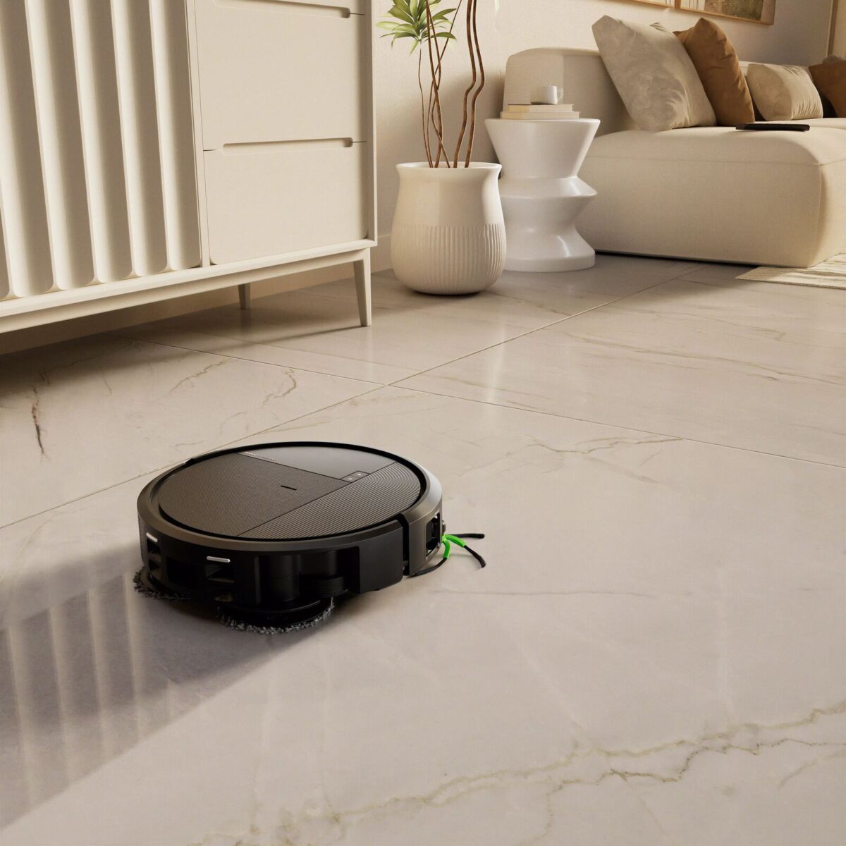Roomba® Plus 575 Combo robot เคลื่อนที่ทำความสะอาดพื้นกระเบื้องในห้องนั่งเล่น